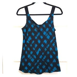 Theory Black & Blue Silk Camisole Size M
